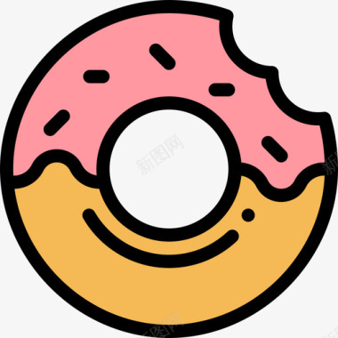 甜甜圈食品配送16线性颜色图标图标