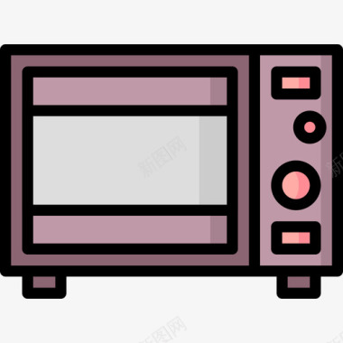 微波炉家具和家用30线性颜色图标图标