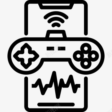 电子游戏智能手机2线性图标图标