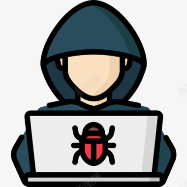 黑客防护安全4线性颜色图标图标