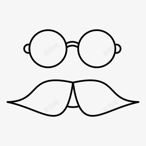 胡子眼镜时髦图标svg_新图网 https://ixintu.com movember web界面2月系列v5 时髦 男士 眼镜 胡子