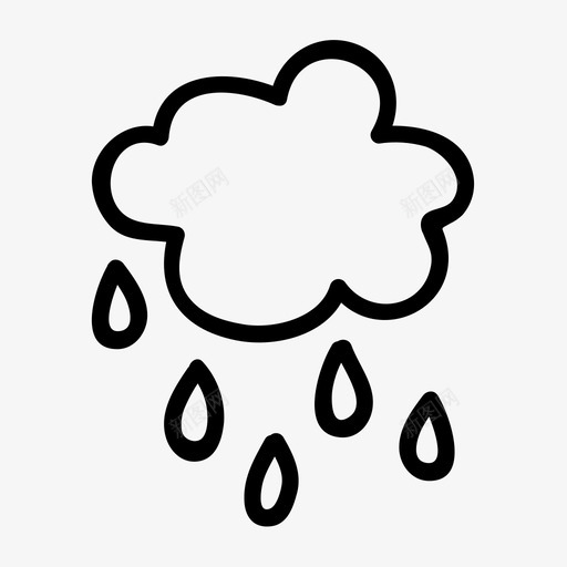 雨云水滴雨图标svg_新图网 https://ixintu.com 天气 套件 手绘 水滴 罕见 雨云