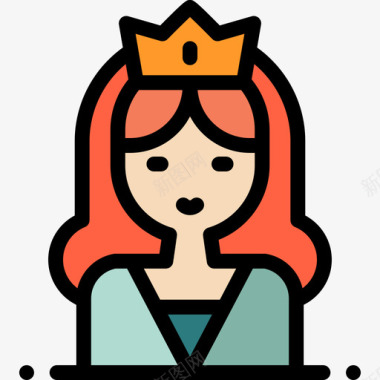 公主中世纪26线性颜色图标图标