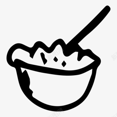 餐盘碗涂鸦图标图标