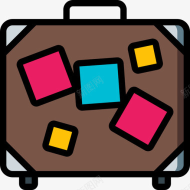手提箱5袋线性颜色图标图标