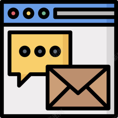 电子邮件支持联系人3线颜色图标图标