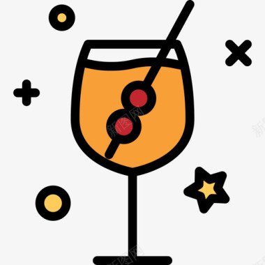 鸡尾酒庆祝派对4线性颜色图标图标