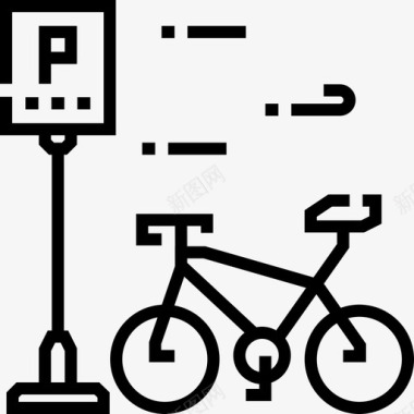 自行车停车场城市元素35线性图标图标