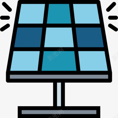 太阳能电池板eco14线性颜色图标图标