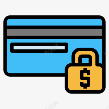 信用卡网络安全3线性颜色图标图标