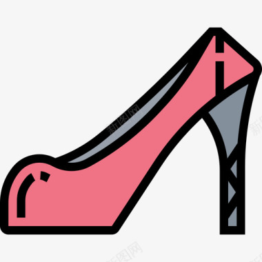 鞋跟法国符号4线性颜色图标图标