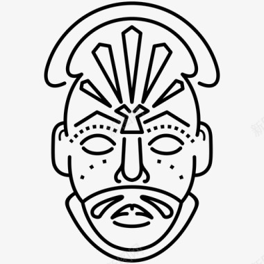 非洲面具土著人面具图标图标