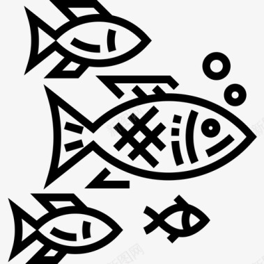 鱼类钓鱼17直线型图标图标