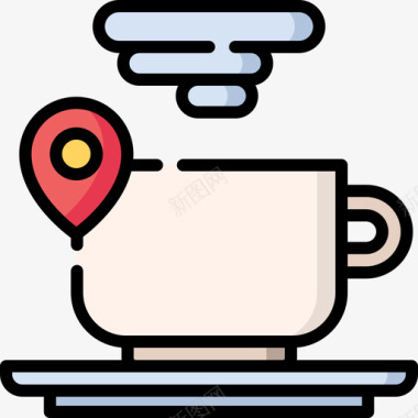 咖啡杯旅游应用程序12线性颜色图标图标