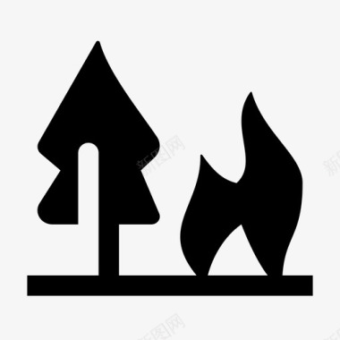 森林燃烧灾难图标图标