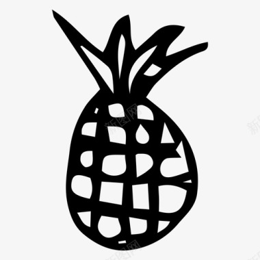 菠萝涂鸦食物图标图标