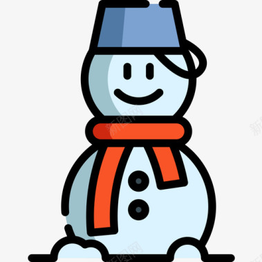 雪人冬天41线性颜色图标图标