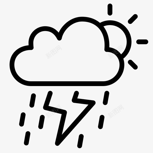 暴风雨闪电雨图标svg_新图网 https://ixintu.com 云和 天气 太阳 暴风雨 闪电