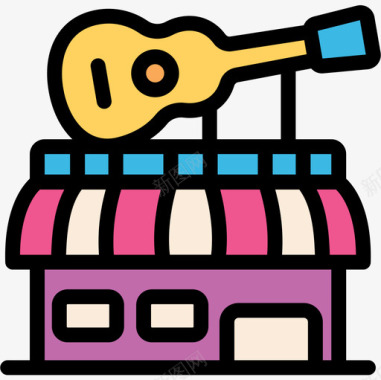 音乐商店音乐商店17线性颜色图标图标