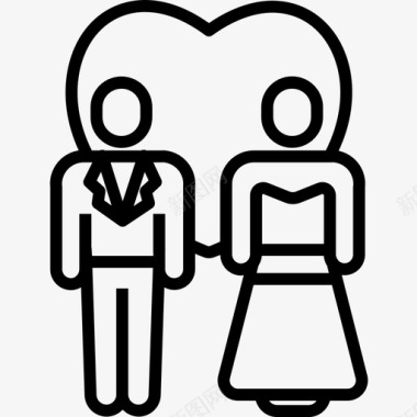 新婚夫妇婚礼146直系图标图标