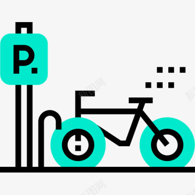 自行车停车场交通58单色图标图标