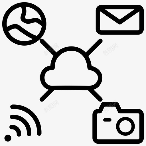 云技术云计算云网络图标svg_新图网 https://ixintu.com 云网 云计算 图标 技术 移动 移动网 线图 网络