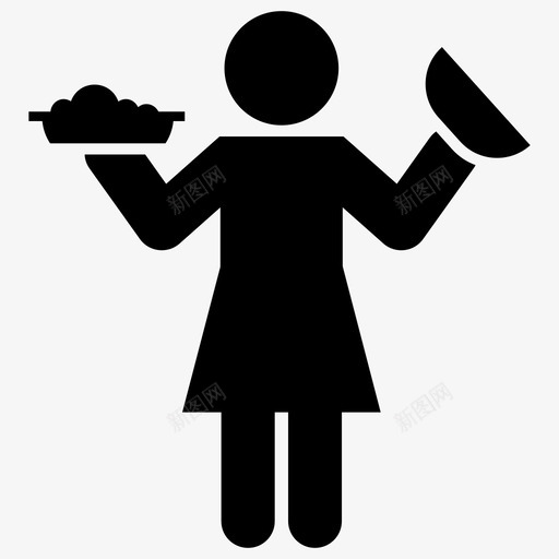 女服务员上菜热食图标svg_新图网 https://ixintu.com 上菜 女服务员 形图 服务员 热食 象形