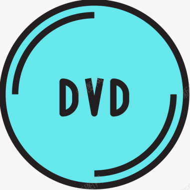 Dvd计算机17线性彩色图标图标