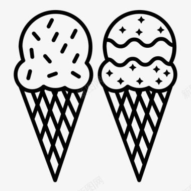 冰淇淋筒凉爽食物图标图标