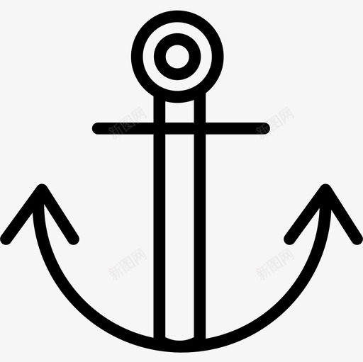 锚海边直线型图标svg_新图网 https://ixintu.com 海边 直线 线型