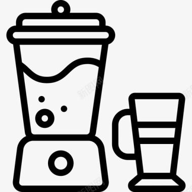 搅拌机5号咖啡厅线性图标图标