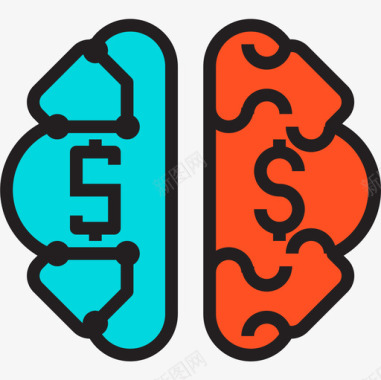 大脑银行和金融5线性颜色图标图标