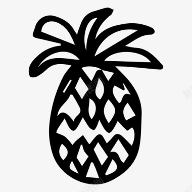 菠萝涂鸦食物图标图标