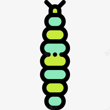 毛虫昆虫12线状颜色图标图标