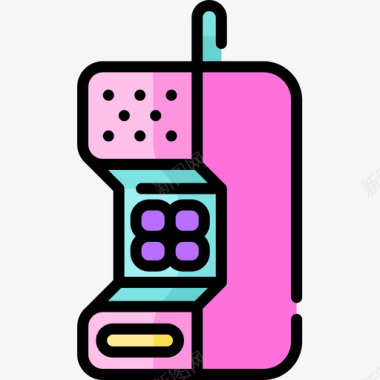电话80年代10线性颜色图标图标