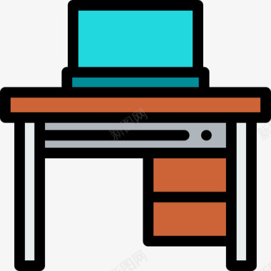 书桌家居和生活8线性颜色图标图标