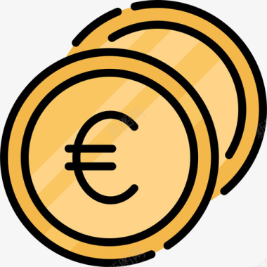 欧元货币48线颜色图标图标