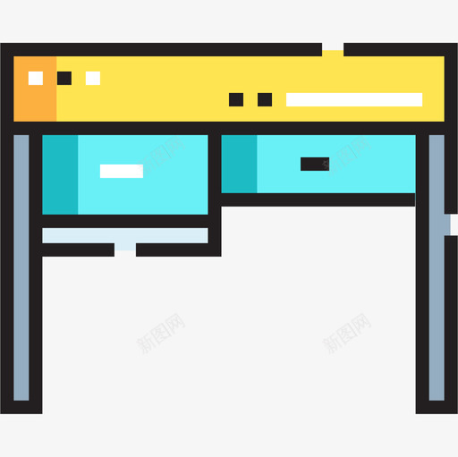 书桌室内14线性颜色图标svg_新图网 https://ixintu.com 书桌 室内设计14 线性颜色