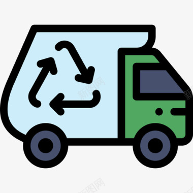 回收车生态127线性颜色图标图标