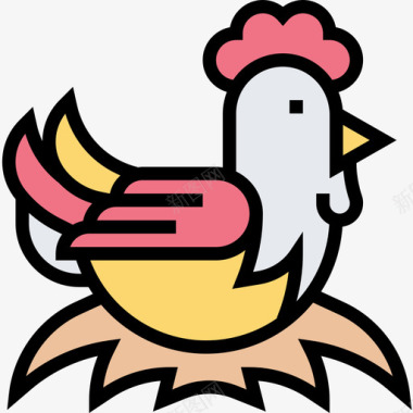 母鸡法国符号4线颜色图标图标