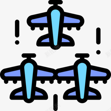 飞机嘉年华16线性颜色图标图标