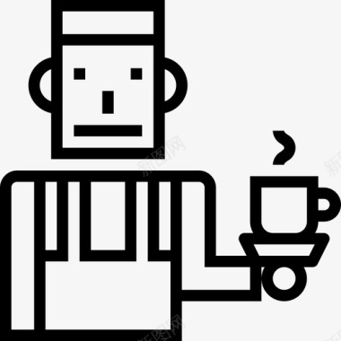 咖啡师咖啡店83号直线型图标图标