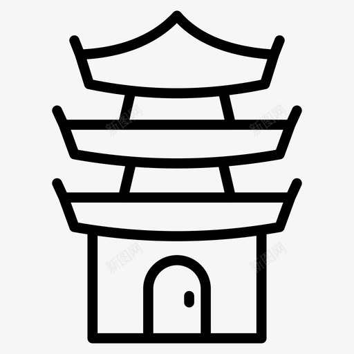 寺庙建筑地标图标svg_新图网 https://ixintu.com 地标 地标线图标 地点 宝塔 寺庙 建筑