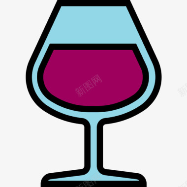葡萄酒杯冬季59线性颜色图标图标