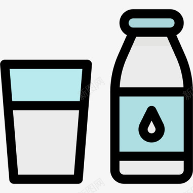 牛奶饮料13线性颜色图标图标