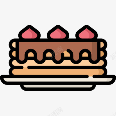 煎饼面包店51线性颜色图标图标