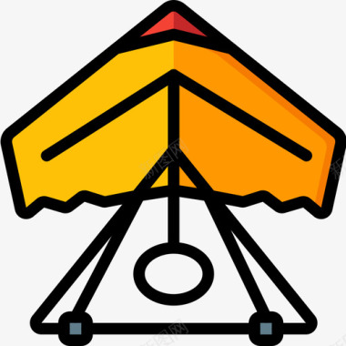 滑翔伞冒险运动16线性颜色图标图标