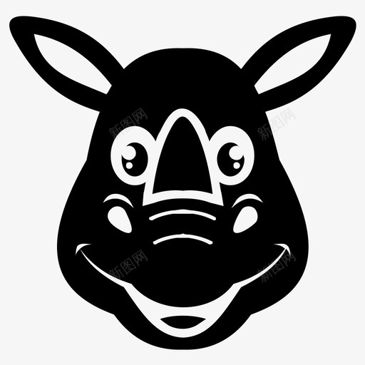 犀牛动物动物脸图标svg_新图网 https://ixintu.com 动物 动物玩具 动物脸 可爱的动物 犀牛