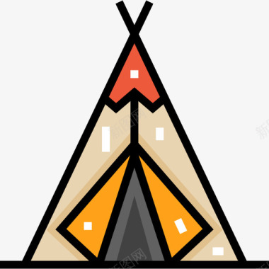 帐篷野生西部28线性颜色图标图标