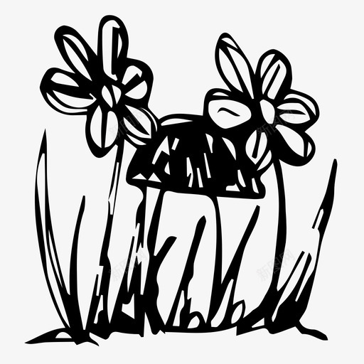 蘑菇和花涂鸦森林图标svg_新图网 https://ixintu.com 森林 涂鸦 蘑菇